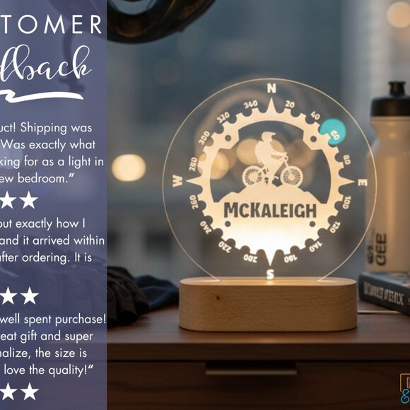 Personalized Cyclist LED Night Light – Fun Decor for Cycling Enthusiasts - Picture 7 of 8